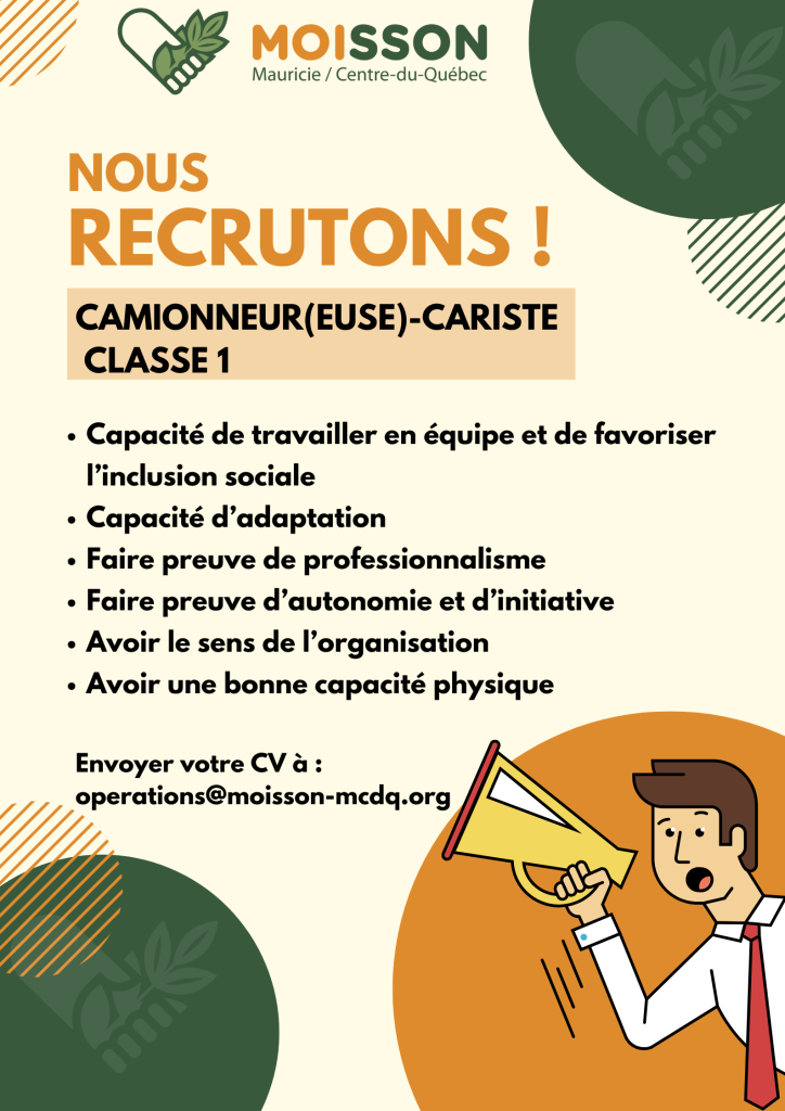 Offre d’emploi Camionneur(euse)-cariste